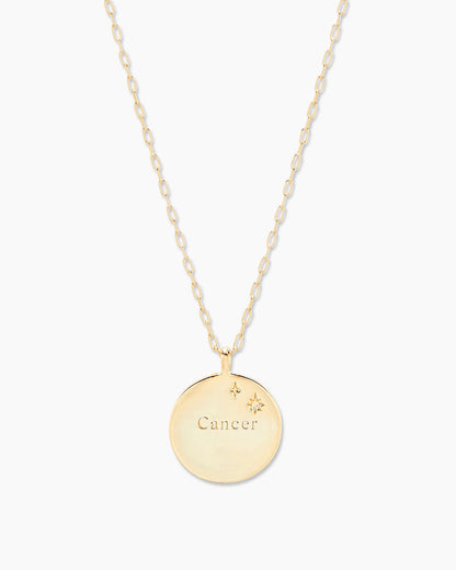 Zodiac Necklace - Cancer, Astrology Coin Necklace, Cancer Necklace || option::18K Gold Plated, Cancer