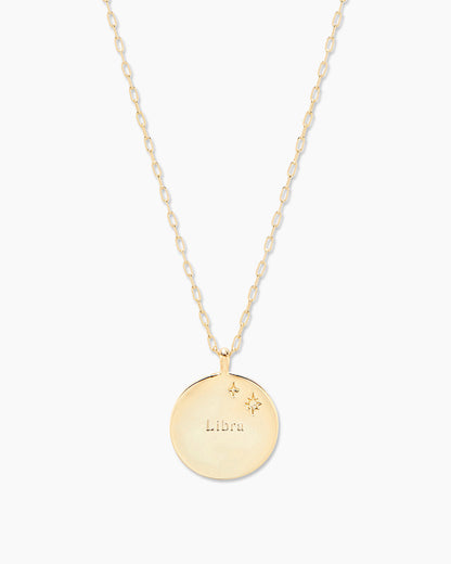 Zodiac Necklace - Libra, Astrology Coin Necklace, Libra Necklace || option::18K Gold Plated, Libra