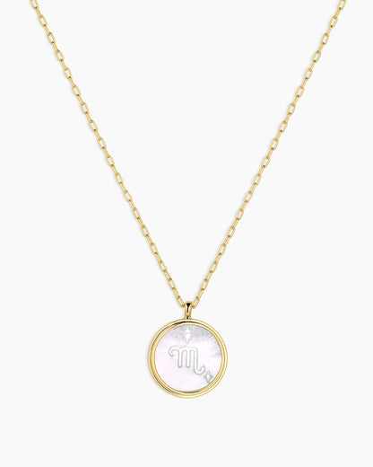 Zodiac Necklace - Scorpio, Astrology Coin Necklace, Scorpio Necklace || option::18K Gold Plated, Scorpio
