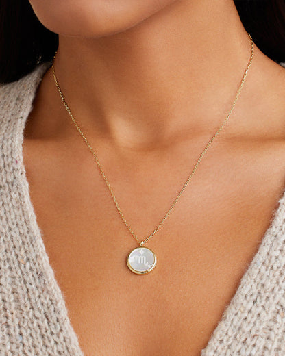 Zodiac Necklace - Scorpio, Astrology Coin Necklace, Scorpio Necklace || option::18K Gold Plated, Scorpio