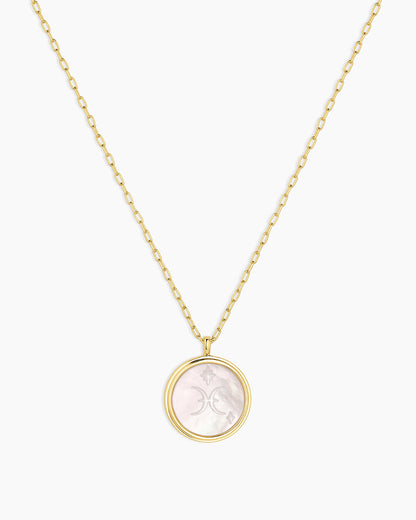 Zodiac Necklace - Aquarius, Astrology Coin Necklace, Aquarius Necklace || option::18K Gold Plated, Pisces