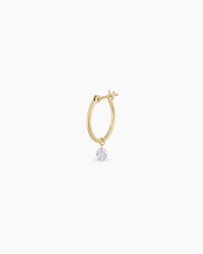 Floating Diamond Huggie || option::18K Solid Gold