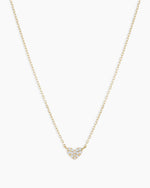 Diamond Pave Heart Charm Necklace || option::14K Solid Gold