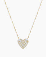 Diamond Pave Heart Necklace || option::14K Solid Gold