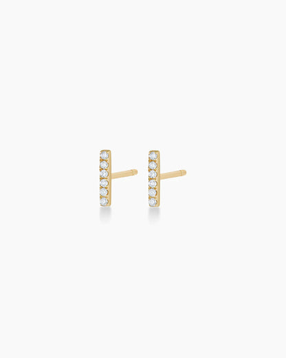 Diamond Bar Stud || option::14K Solid Gold