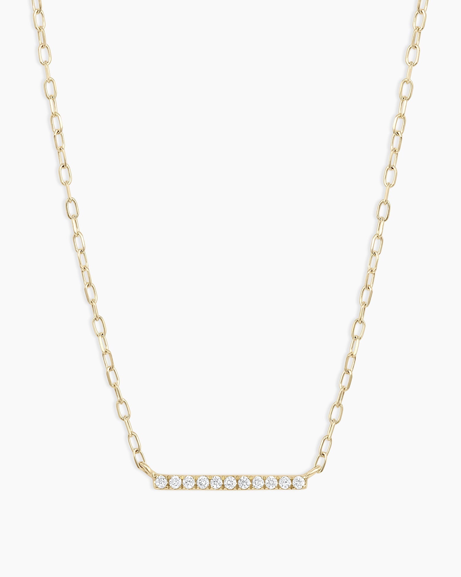 Diamond Bar Necklace || option::14K Solid Gold