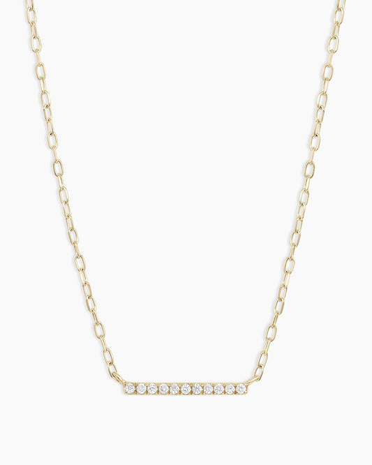 Diamond Bar Necklace || option::14K Solid Gold