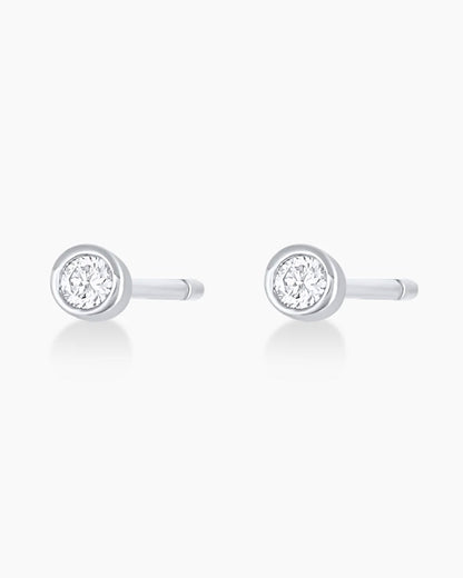 Classic Diamond Studs || option::14K Solid White Gold