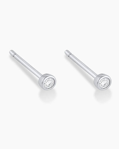 Classic Diamond Studs || option::14K Solid White Gold