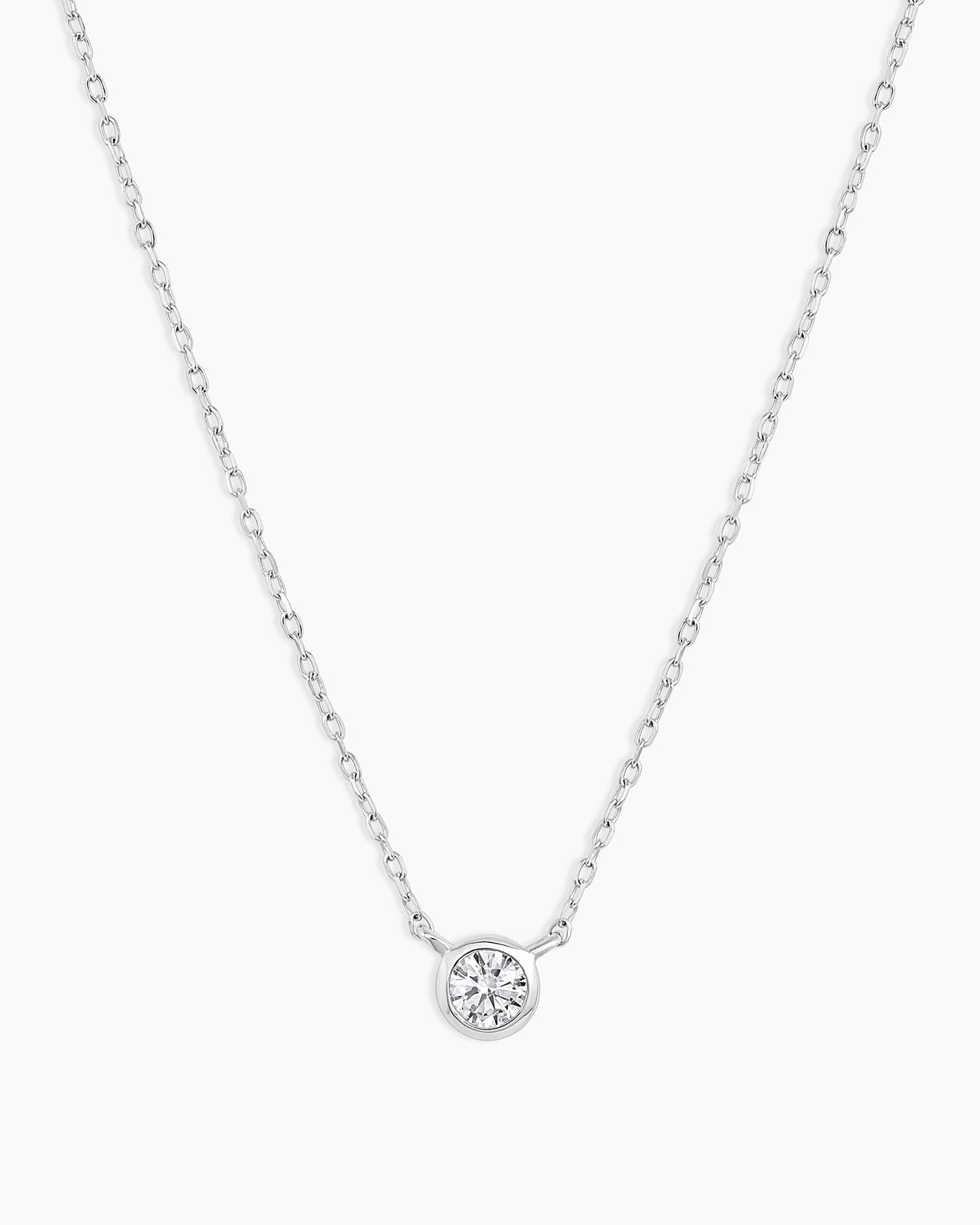 Classic Diamond Necklace || option::14K Solid White Gold
