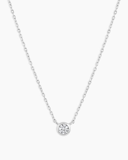 Classic Diamond Necklace || option::14K Solid White Gold
