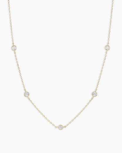 Classic Five Diamond Necklace || option::14K Solid Gold