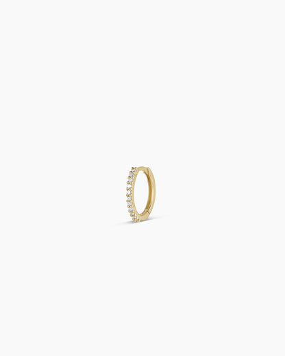 Diamond Pave 11 mm Huggie || option::14K Solid Gold, 11mm