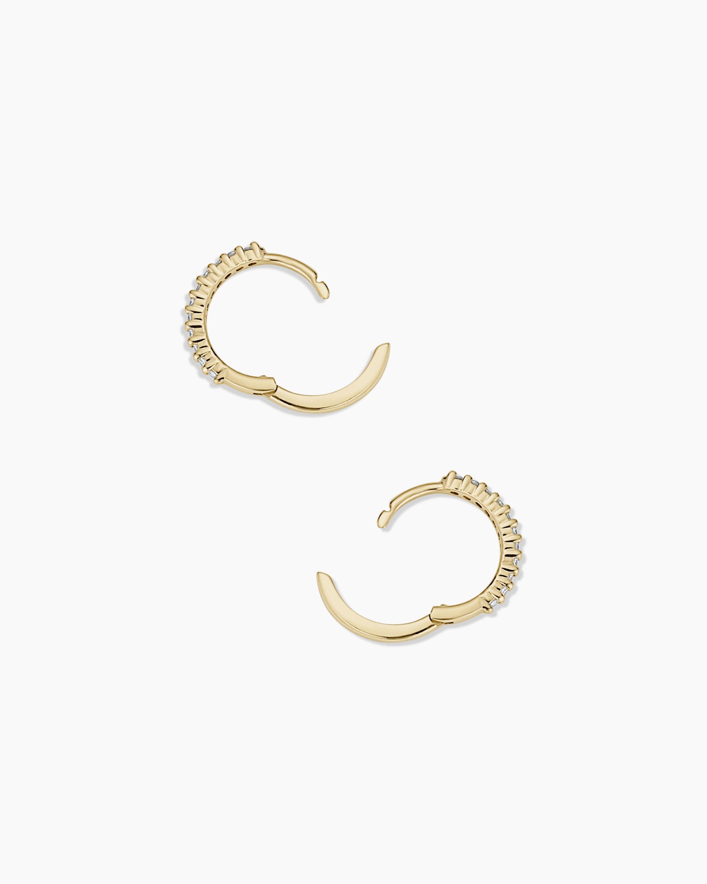 Diamond Pave 11 mm Huggie || option::14K Solid Gold, 11mm