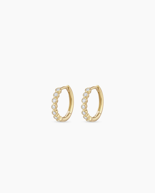 Classic Diamond Huggies || option::14K Solid Gold