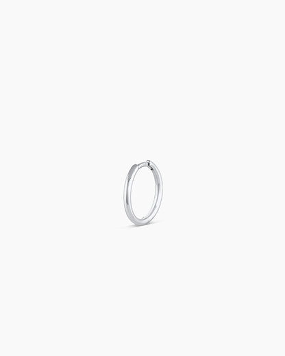 Woman wearing Classic Gold Huggie || option::14K Solid White Gold, 11mm