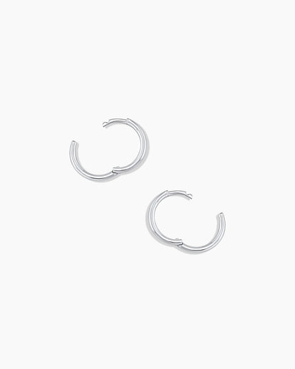 Classic Gold Huggie || option::14K Solid White Gold, 11mm