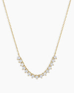 Diamond Cluster Row Necklace || option::14K Solid Gold