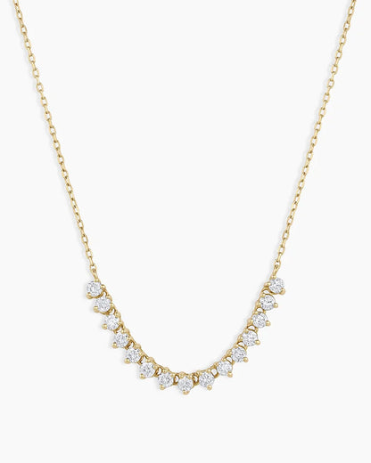 Diamond Cluster Row Necklace || option::14K Solid Gold