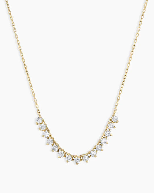 Diamond Cluster Row Necklace || option::14K Solid Gold