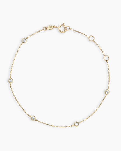 Classic Five Diamond Bracelet || option::14K Solid Gold