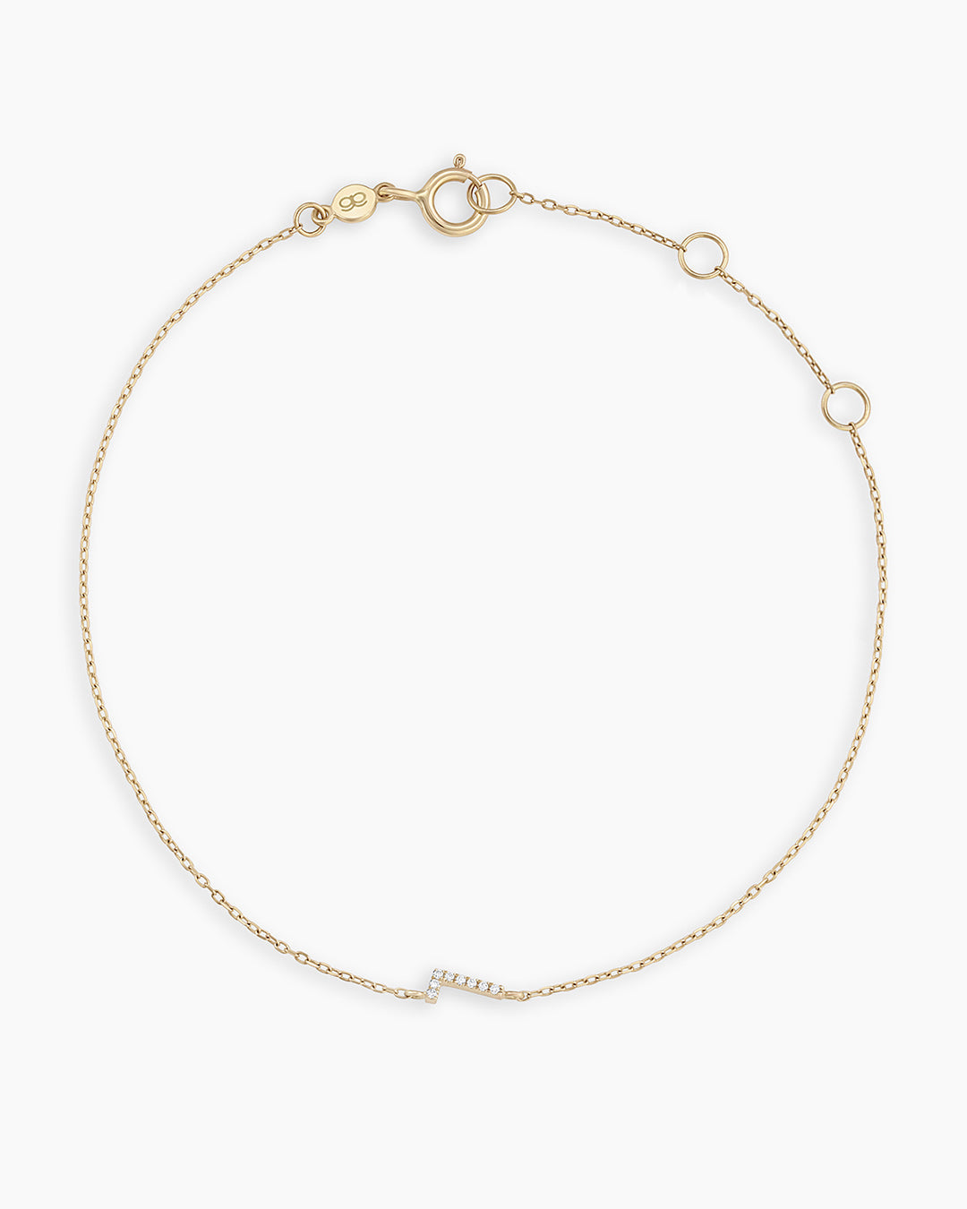 Diamond Pavé Alphabet Bracelet #L || option::14K Solid Gold, L