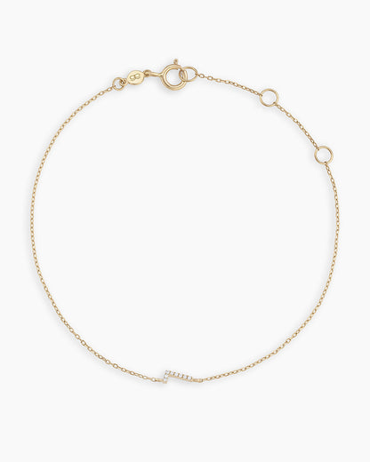 Diamond Pavé Alphabet Bracelet #L || option::14K Solid Gold, L