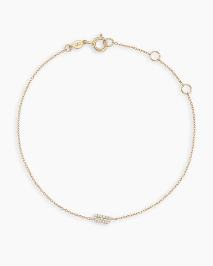 Diamond Pavé Alphabet Bracelet #B || option::14K Solid Gold, B