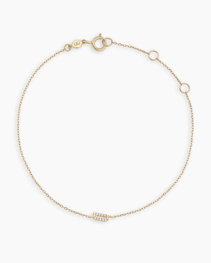 Diamond Pavé Alphabet Bracelet #D || option::14K Solid Gold, D