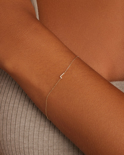 Diamond Pavé Alphabet Bracelet #L || option::14K Solid Gold, L