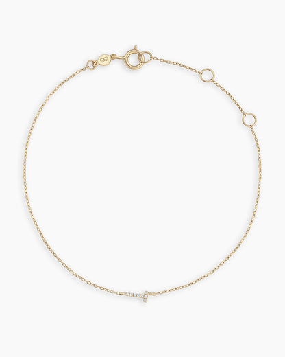 Diamond Pavé Alphabet Bracelet #T || option::14K Solid Gold, T