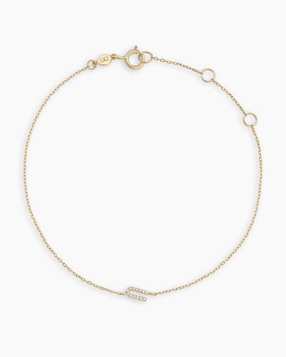 Diamond Pavé Alphabet Bracelet #U || option::14K Solid Gold, U