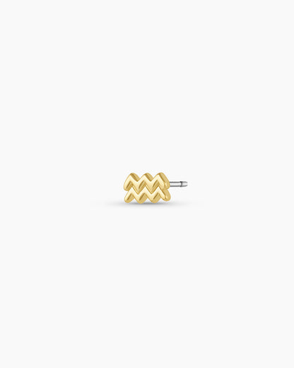 Zodiac Charm Stud - Aquarius || option::18K Gold Plated, Aquarius