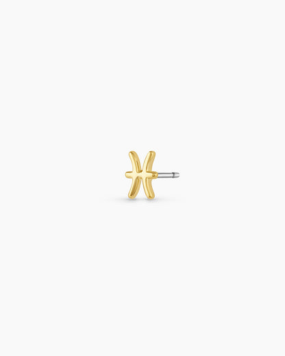 Zodiac Charm Stud - Pisces || option::18K Gold Plated, Pisces