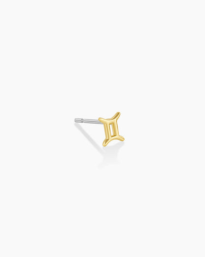 Zodiac Charm Stud - Gemini || option::18K Gold Plated, Gemini