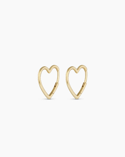 Open Heart Huggie || option::14K Solid Gold