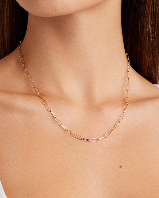 Woman wearing Parker Necklace || option::14K Solid Gold