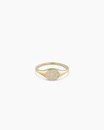 Diamond Pavé Signet Ring || option::14K Solid Gold