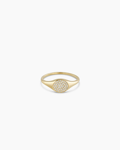 Diamond Pavé Signet Ring || option::14K Solid Gold