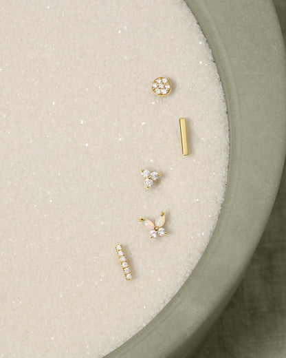 Opal Butterfly Stud Butterfly Earrings || option::14K Solid Gold