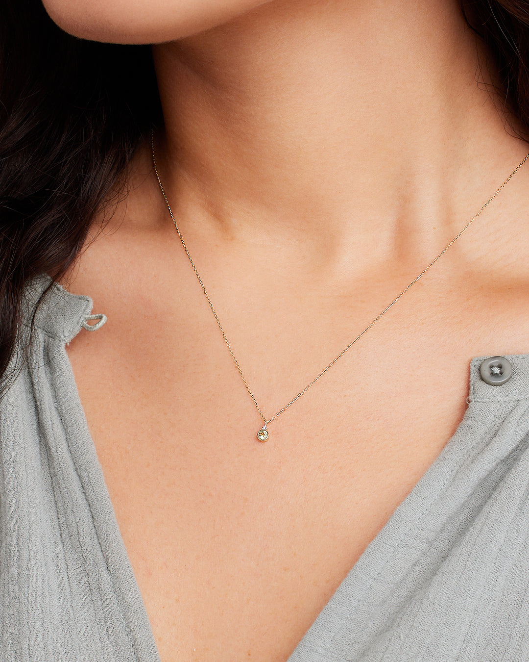 Peridot Birthstone Necklace August Birthstone Necklace || option::14K Solid Gold, Peridot - August