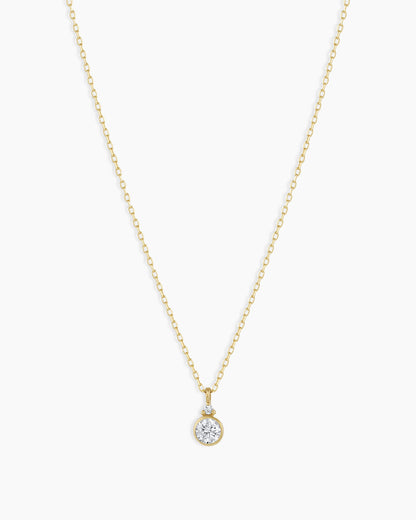 Diamond Birthstone Necklace || option::14K Solid Gold, Diamond - April