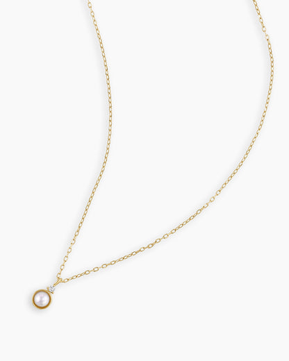 Pearl Birthstone Necklace June Birthstone Necklace || option::14K Solid Gold, Pearl - June