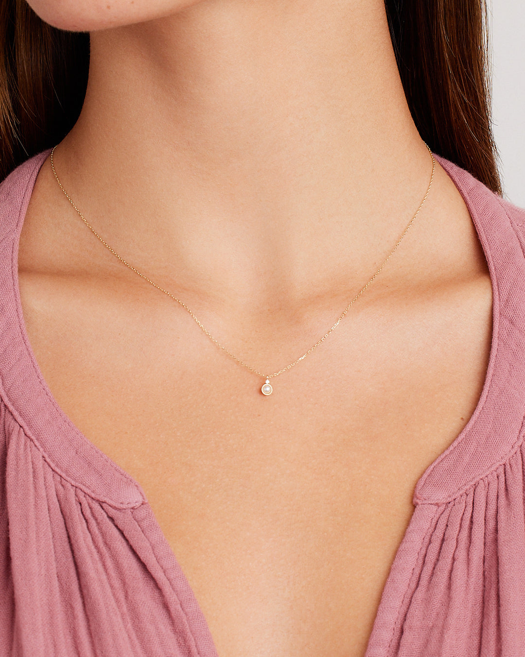 Pearl Birthstone Necklace June Birthstone Necklace || option::14K Solid Gold, Pearl - June
