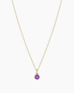 Amethyst Birthstone Necklace || option::14K Solid Gold, Amethyst - February