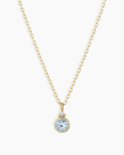 Aquamarine Birthstone Necklace || option::14K Solid Gold, Aquamarine - March
