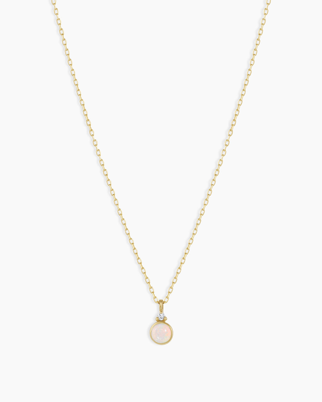 Opal Birthstone Necklace October Birthstone Necklace || option::14K Solid Gold, Opal - October