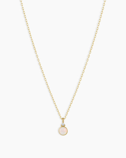 Opal Birthstone Necklace October Birthstone Necklace || option::14K Solid Gold, Opal - October
