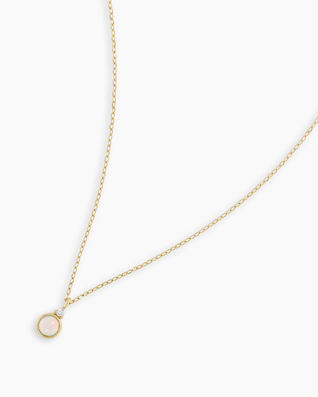 Opal Birthstone Necklace October Birthstone Necklace || option::14K Solid Gold, Opal - October