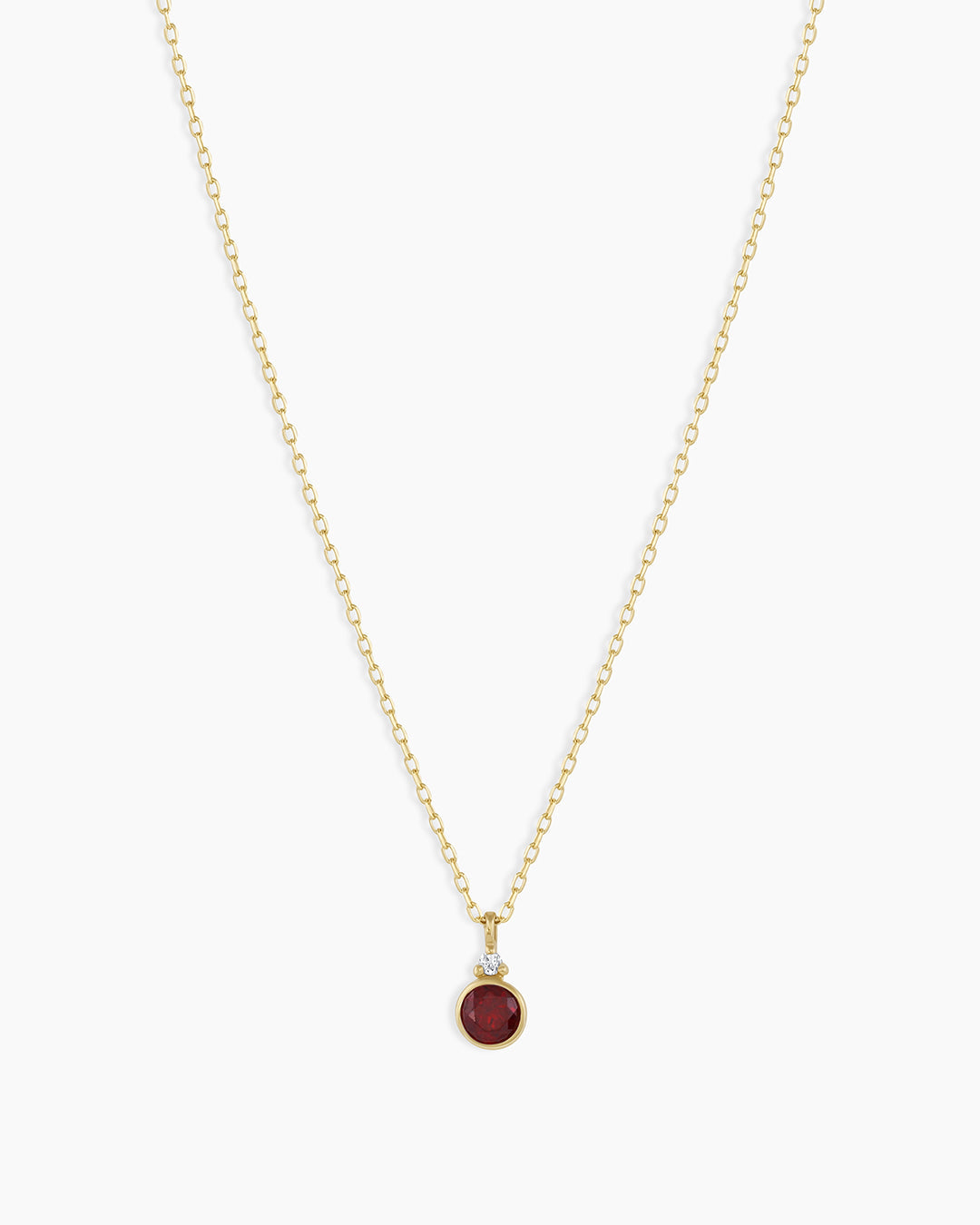 Garnet Birthstone Necklace January Birthstone Necklace || option::14K Solid Gold, Garnet - January